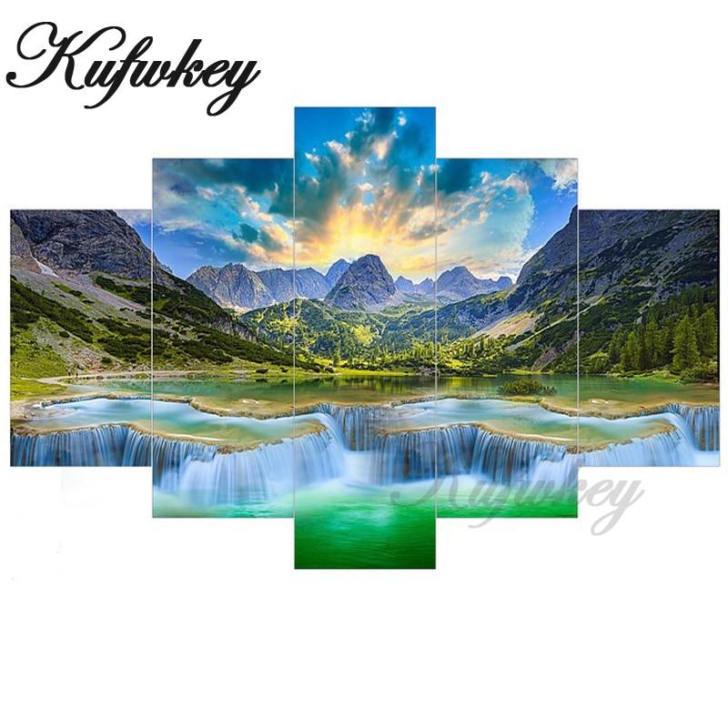 DIY Diamond Painting Beautiful Waterfall Tree Full Square Round Diamond  Embroidery Cross Stitch Kit Mosaic Sticker Decor 